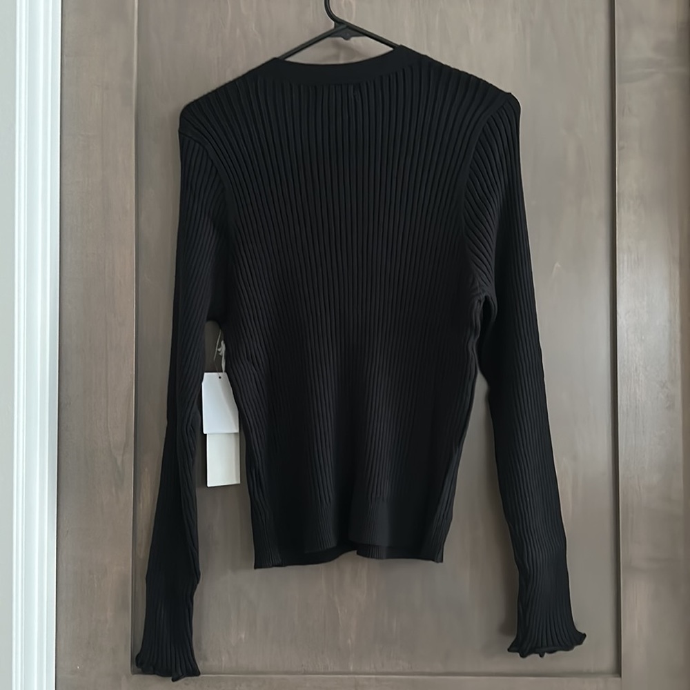 Good American Black Cozy Rib Crop Cardigan Size 3XL NWT - Picture 6 of 13